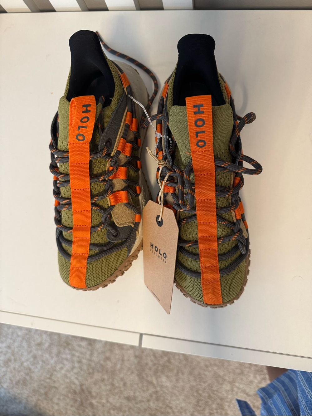 HOLO Olive & Orange Women's Athletic Shoes - Lightweight Knit Sneakers